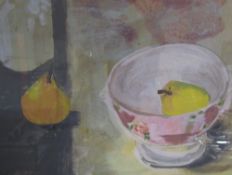 Sue Hunt Pears and Rose bowl Acrylic on paper Together with a collection of photographs,