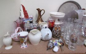 An Adams pottery part tea set together with other part tea sets, decorative vases, glasswares,