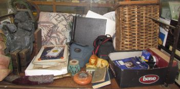 Assorted cameras together with theatre programmes, books, dagger pottery,