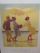 A Jack Vetriano poster together with a Lowry print, Janet Bell overpainted prints,