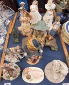 A Lladro figure of a fisherman together with a collection of Lladro figures, Coalport figures,