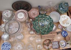 An Alfareria Jimenez pottery part dinner set together with other Mexican pottery glass bowls,