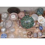 An Alfareria Jimenez pottery part dinner set together with other Mexican pottery glass bowls,