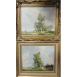 Henry H Parker Cattle watering Watercolour Signed Together with two Richard Tearoe oil paintings