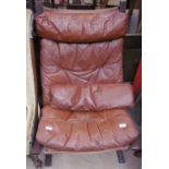 A 20th century leather and canvas upholstered chair