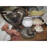 A Carltonware leaf dish, together with part tea set,