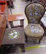 A Victorian upholstered nursing chair on tapering reeded legs