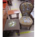 A Victorian upholstered nursing chair on tapering reeded legs