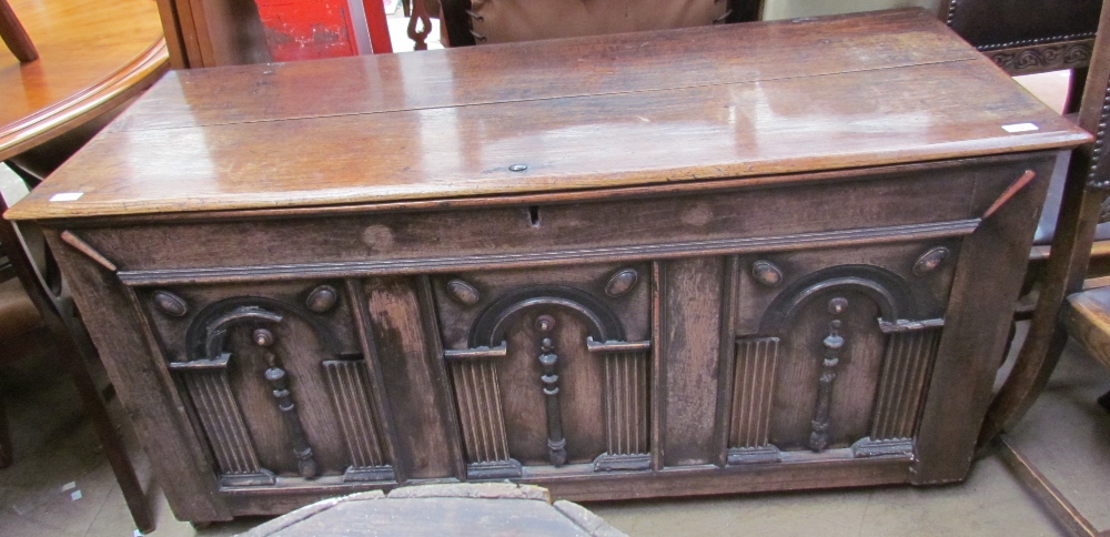 An 18th century oak coffer, - Image 2 of 2