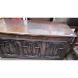 An 18th century oak coffer,