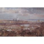 Margaret Worthington View over Cardiff from Llandough Signed and inscribed Watercolour