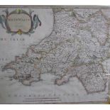 Robert Morden South Wales A later hand coloured map Together with tapestry pictures,