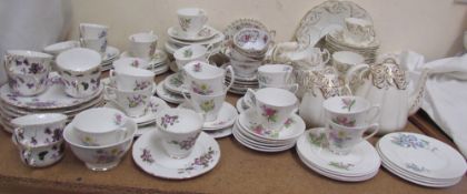 A Hammersley pottery Victorian violets pattern part tea set together with a Royal Albert part tea