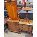 A 20th century walnut chest of drawers with a foldover top,