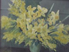 Rachel Brendon Daffodils in a vase Oil on canvas Signed