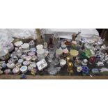 Various porcelain thimbles together with glass bells, commemorative boxes and covers, glass domes,