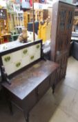 An Edwardian marble topped wash stand together with a standing corner cupboard