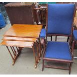 A 19th century campaign chair, with an upholstered back and seat with a metal action,