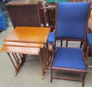 A 19th century campaign chair, with an upholstered back and seat with a metal action,