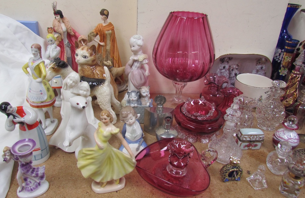 A collection of Hungarian figures together with Royal Worcester figures, cranberry glass, - Bild 2 aus 4