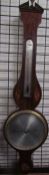 A 19th century mahogany banjo barometer, with an alcohol thermometer,