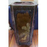 A modern Chinese stoneware umbrella stand decorated with birds and flowers