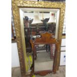 A gilt framed wall mirror together with a George III style walnut wall mirror