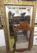 A gilt framed wall mirror together with a George III style walnut wall mirror