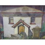 Evelyn Brearley A chapel Watercolour Together with a large collection of prints, tapestries,