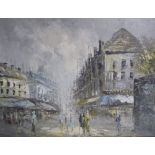 Burnett A continental street scene Oil on canvas Together with a collection of paintings and prints