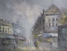 Burnett A continental street scene Oil on canvas Together with a collection of paintings and prints