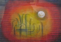 Louis Reed The sun in the sun Watercolour and crayon Label verso