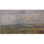 Margaret Worthington An extensive rural landscape Signed and inscribed Watercolour
