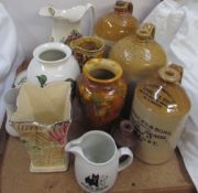 Stoneware storage jars together with a Ewenny vase,