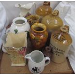 Stoneware storage jars together with a Ewenny vase,