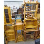 Bryan Gibbons, Cardiff - A pine side cabinet, with a glazed top together with a pine shelf unit,