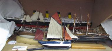 Scratch built ships models including the Sovereign of the sea etc