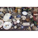 A Reeves and Son Colour box together with pewter plates, Japanese vases, dressing table set,