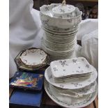 A Limoges part dinner set together with a blue lagoon pattern pottery box and cover etc