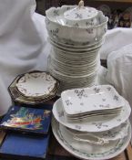 A Limoges part dinner set together with a blue lagoon pattern pottery box and cover etc
