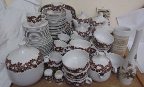 A Rosenthal Studio Line cordial pattern part tea and dinner set together with two Rosenthal vases