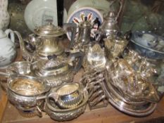 Assorted electroplated wares including part tea sets,