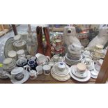 A bone china part tea set together with Nao figures, Children's china, Japanese part tea set,