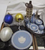 Assorted Wedgwood jasper wares together with a pottery tray etc