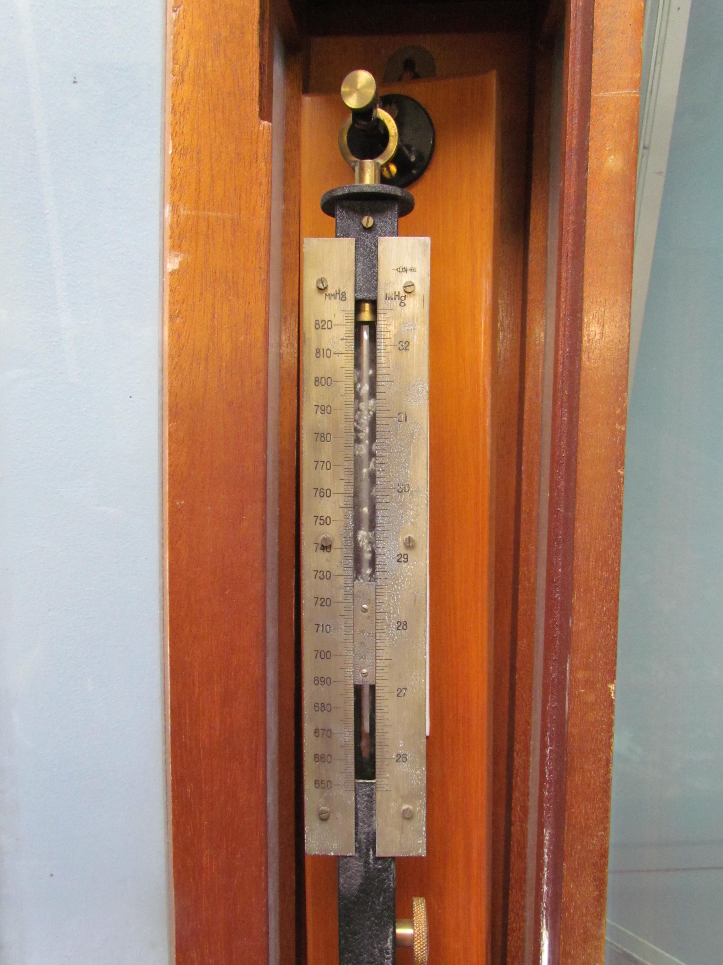 A black lacquer stick barometer with a silvered dial, - Image 3 of 5