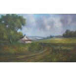 Ray Witchard A farmstead in a cornfield Oil on canvas Signed