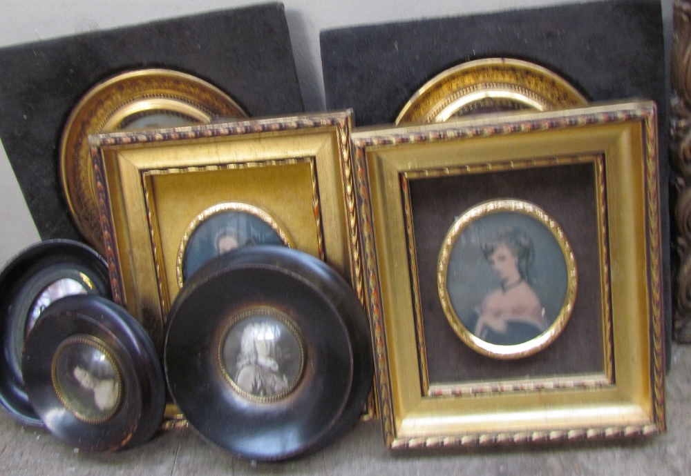 Head and shoulders portrait of a maiden in a red headdress together with a collection of miniatures - Image 3 of 3