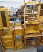 Bryan Gibbons, Cardiff - A pine side cabinet, with a glazed top together with a pine shelf unit,