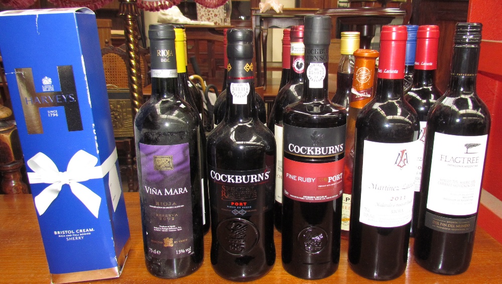 Cockburns special reserve port together with another bottle of port, bottles of red wine, - Image 4 of 4