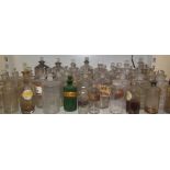 A collection of assorted pharmacy / apothecary jars including Tinct Guaiac am, nepenthe,